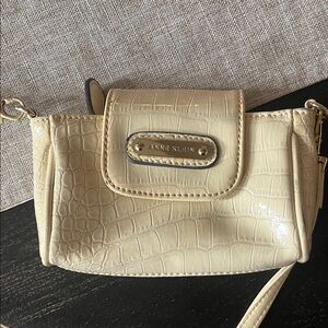 Anne Klein Cream Croc-Embossed Mini Crossbody